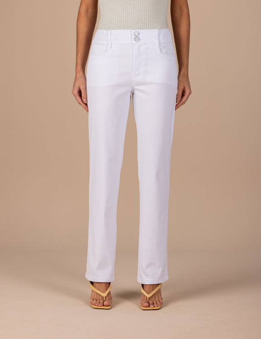 calça malha color reta cintura intermediária cós de tricot