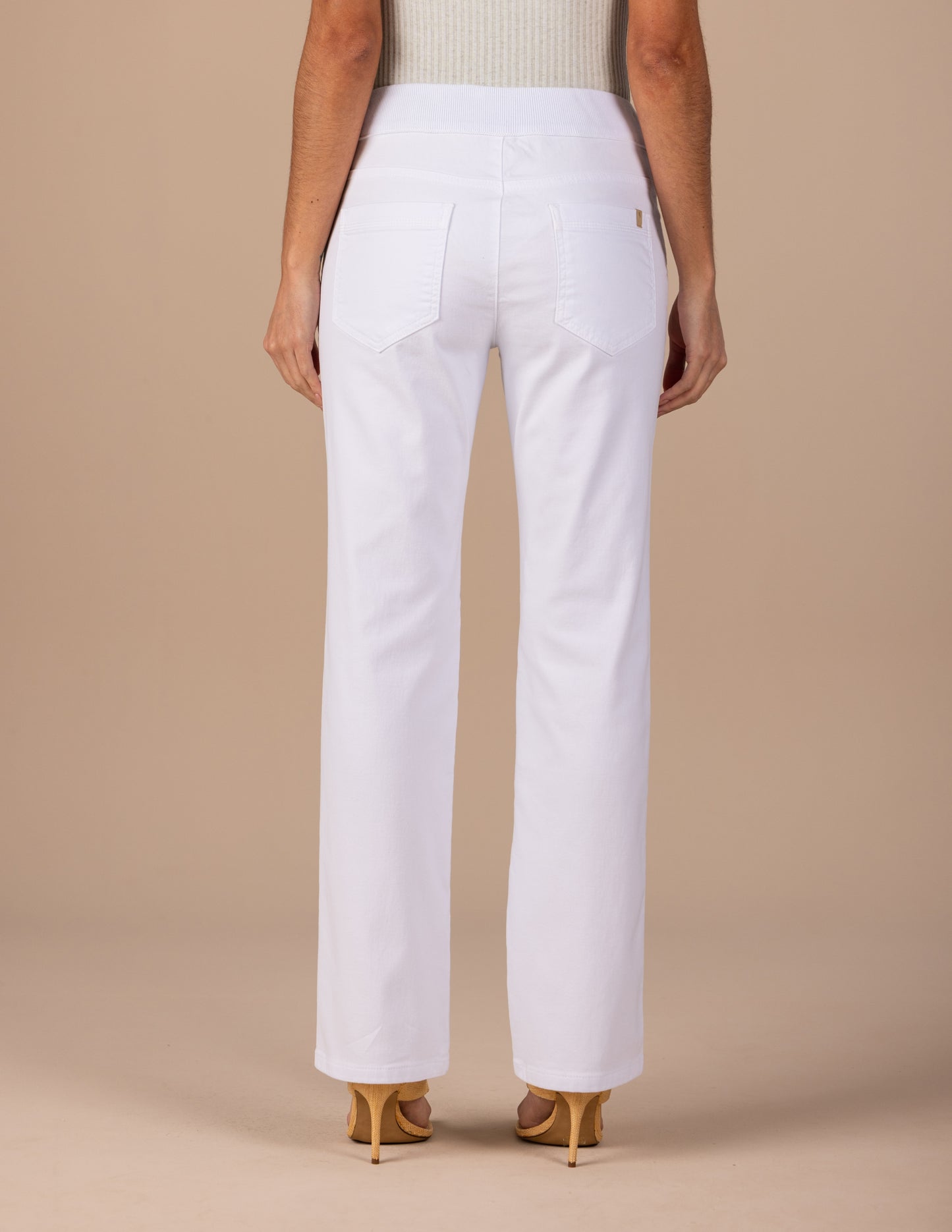 calça malha color reta cintura intermediária cós de tricot