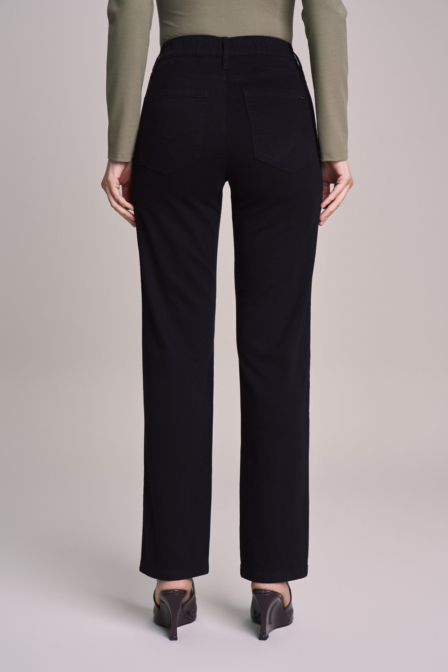 calça malha color reta cintura intermediária com elástico