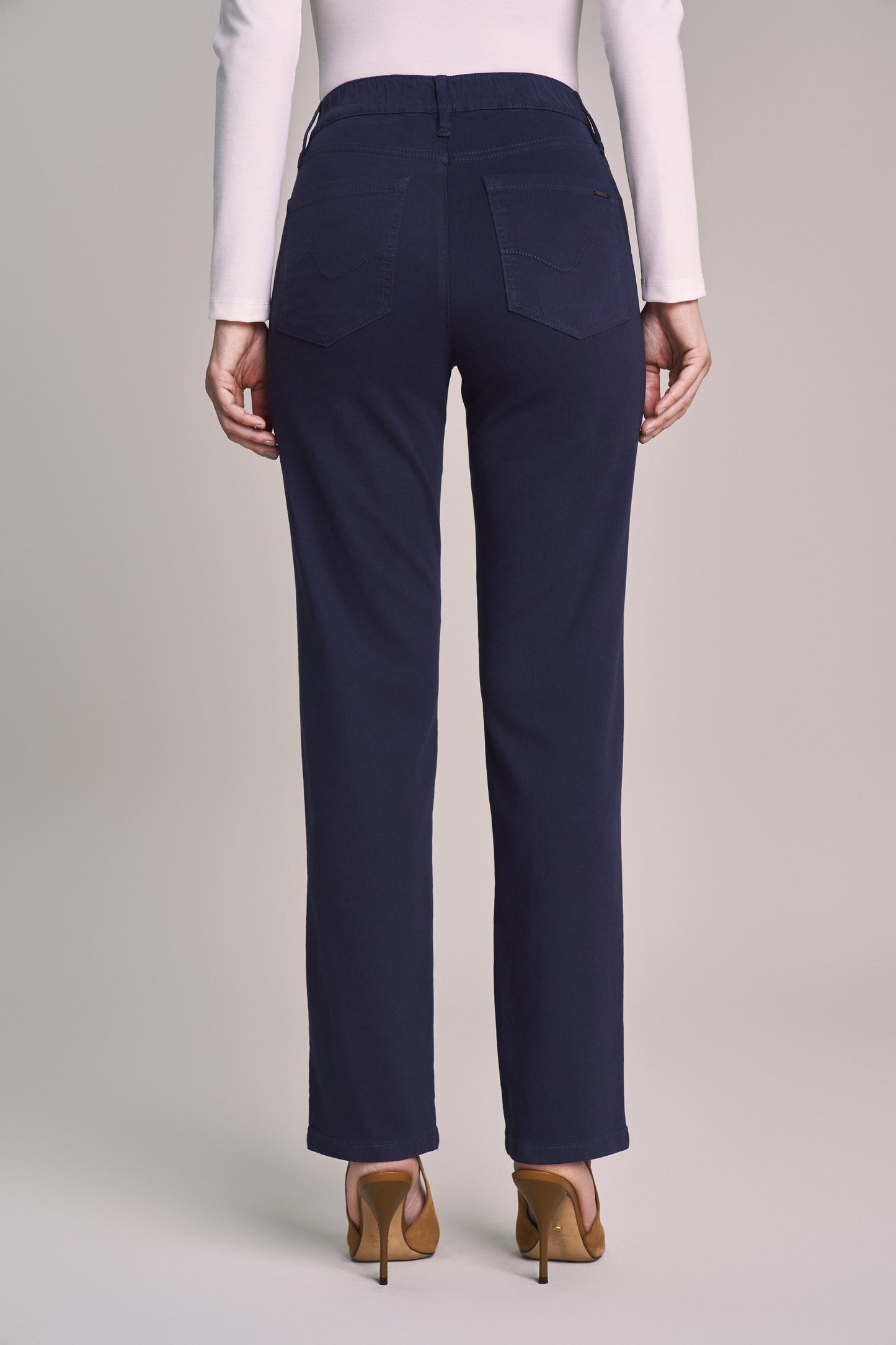 calça malha color reta cintura intermediária com elástico