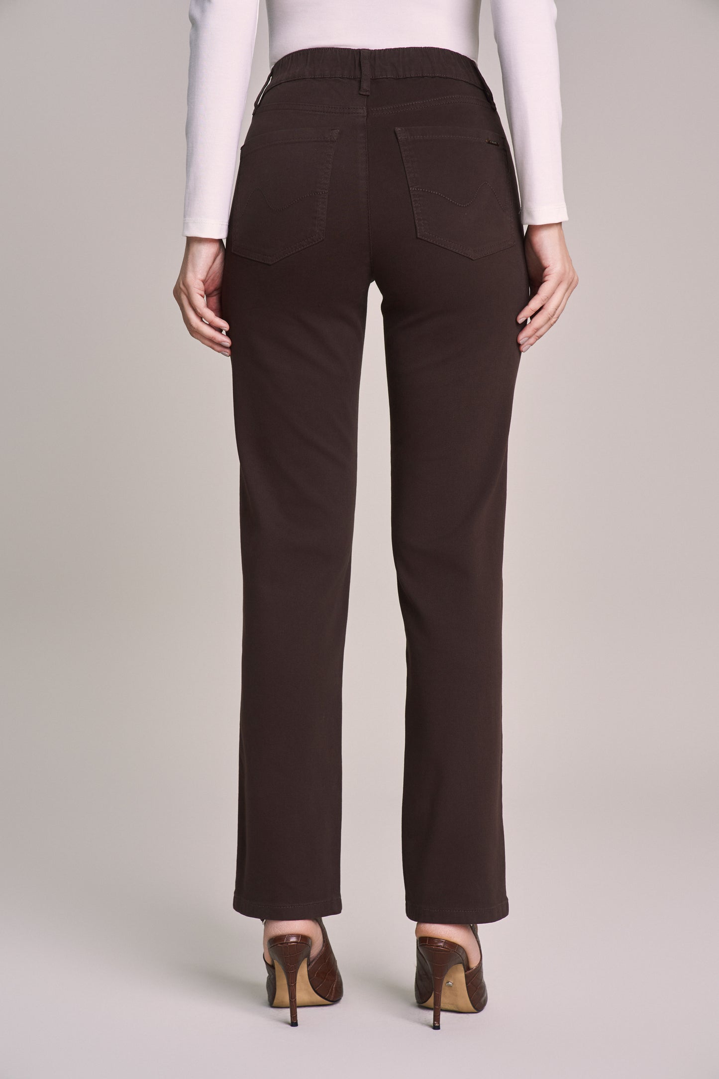 calça malha color reta cintura intermediária com elástico