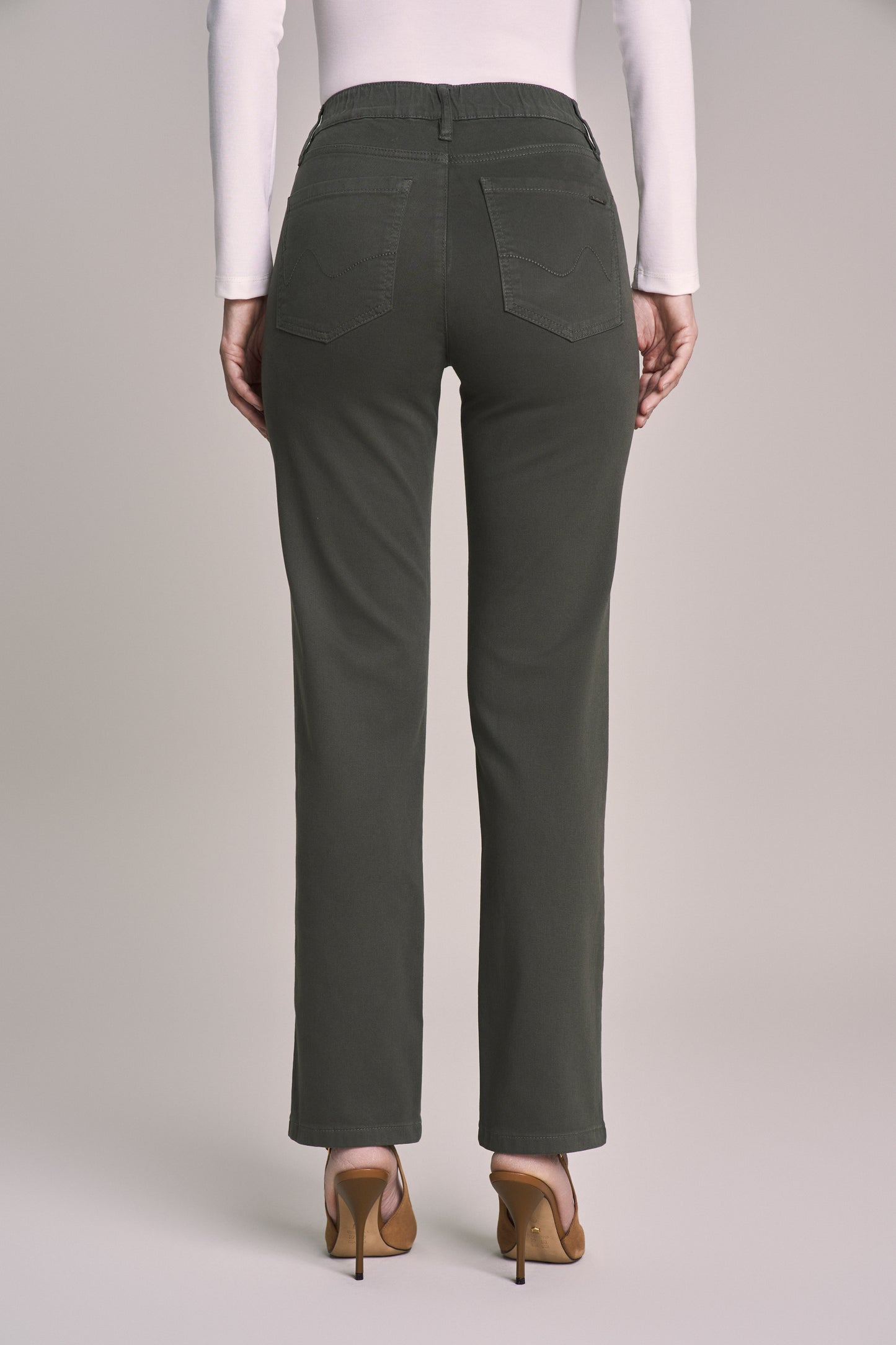calça malha color reta cintura intermediária com elástico