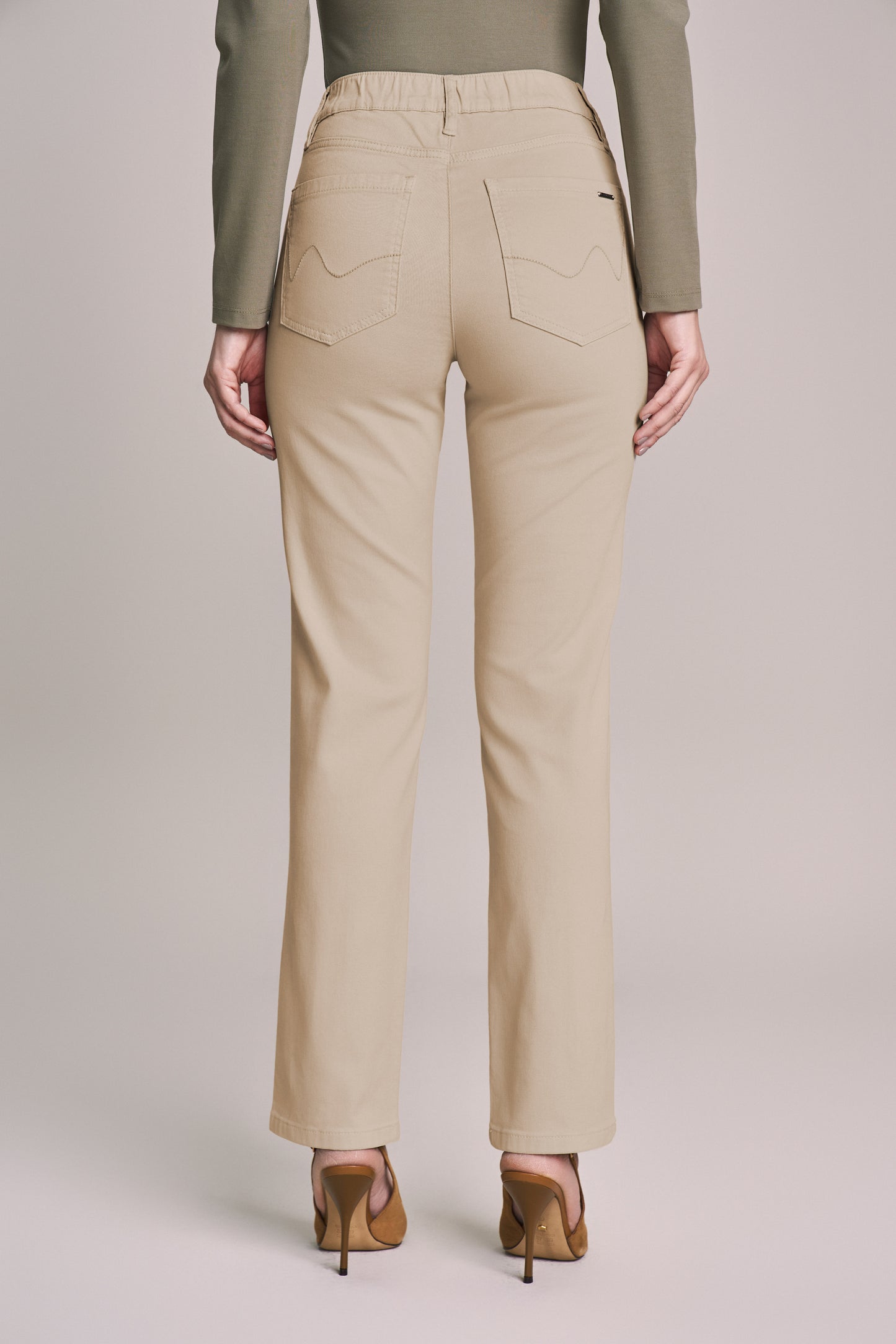 calça malha color reta cintura intermediária com elástico