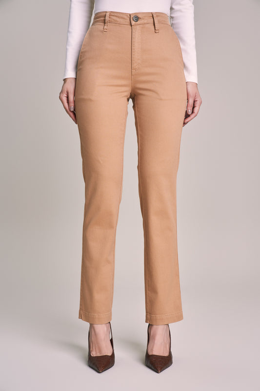 calça sarja color reta cintura intermediária alfaiataria