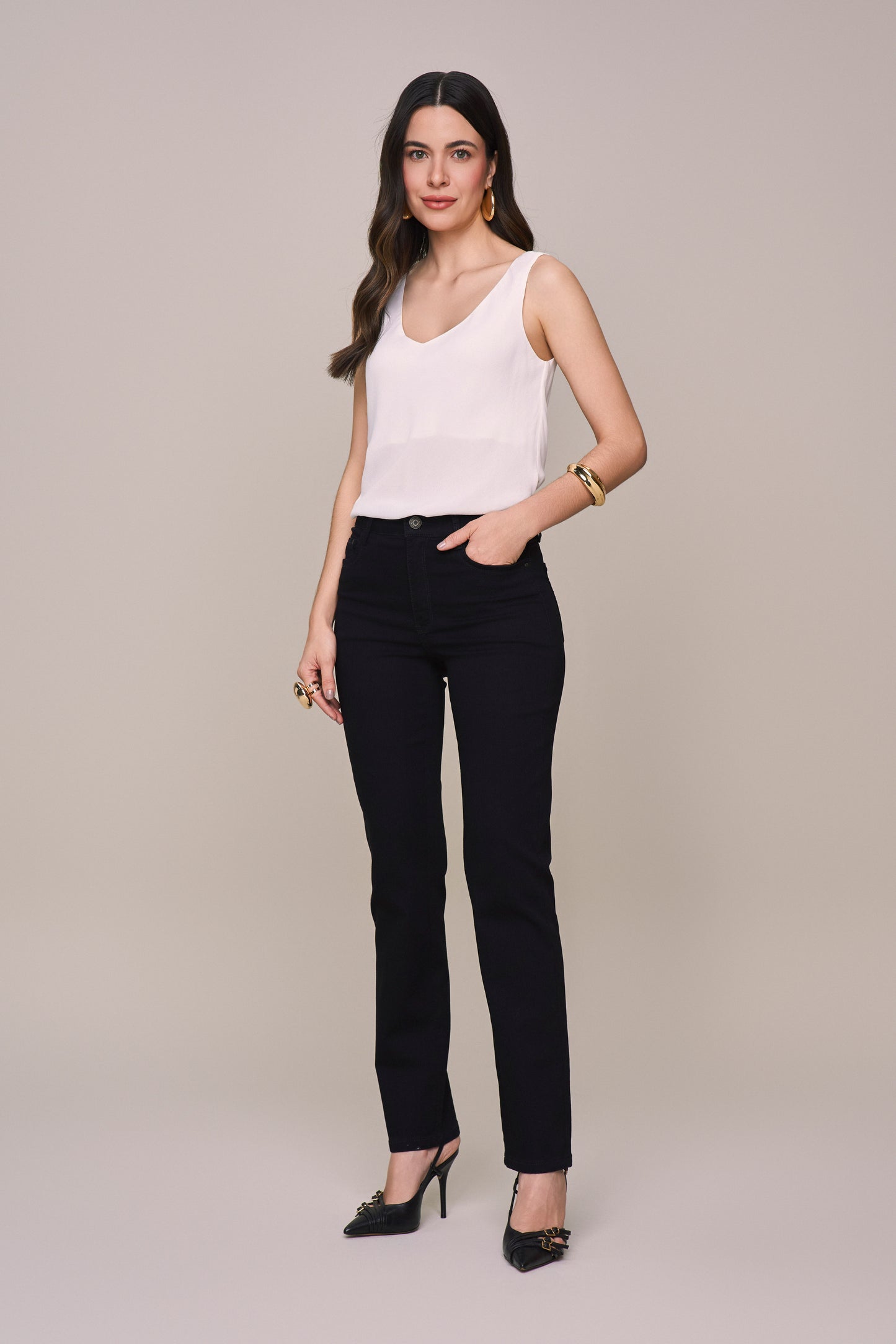 calça jeans black reta cintura intermediária tradicional