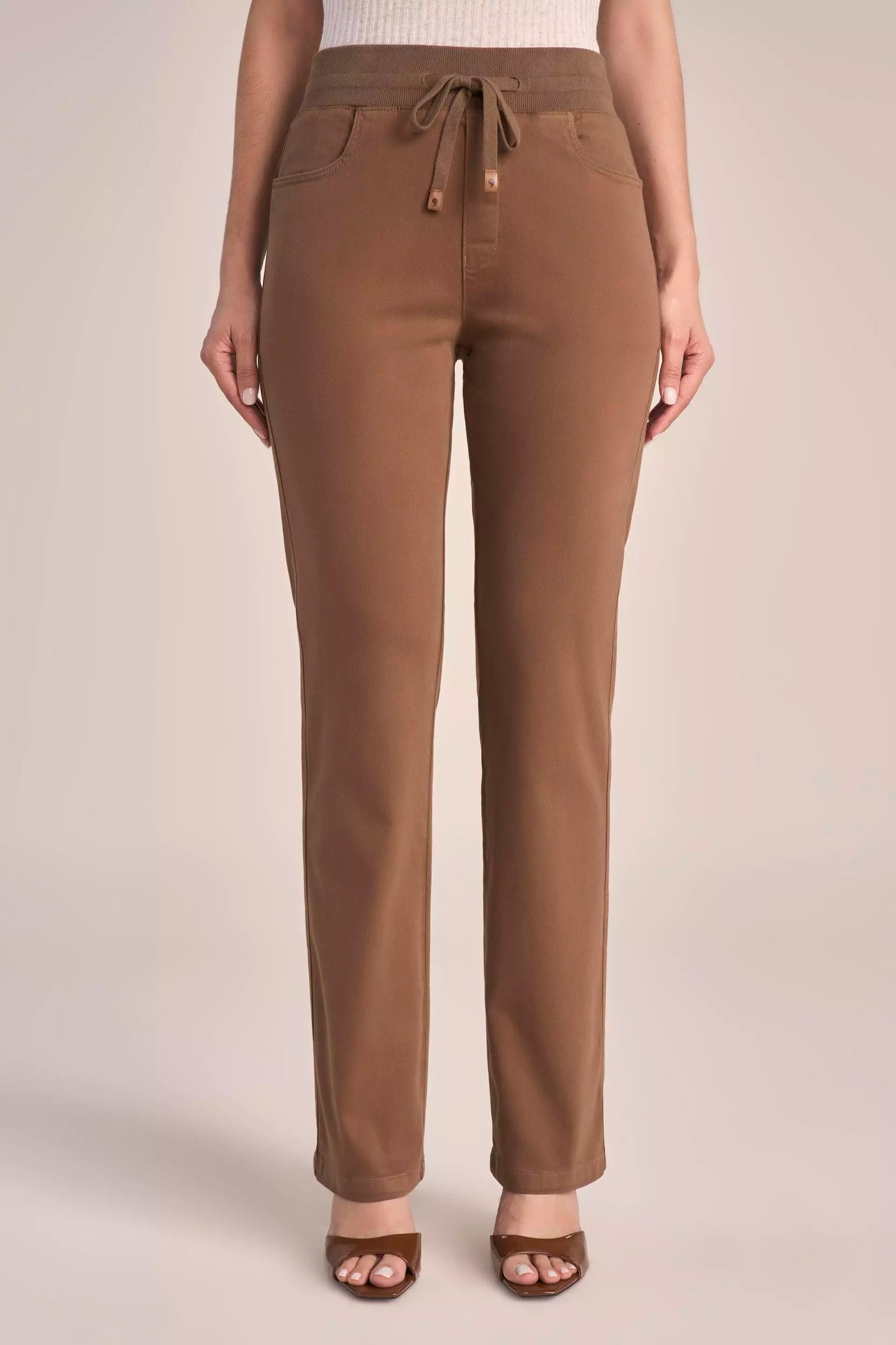 Calça Malha Color Reta Comfort Cintura Intermediária Cós Tricot