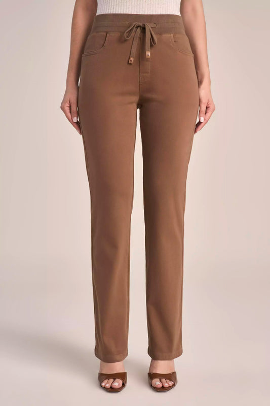 Calça Malha Color Reta Comfort Cintura Intermediária Cós Tricot