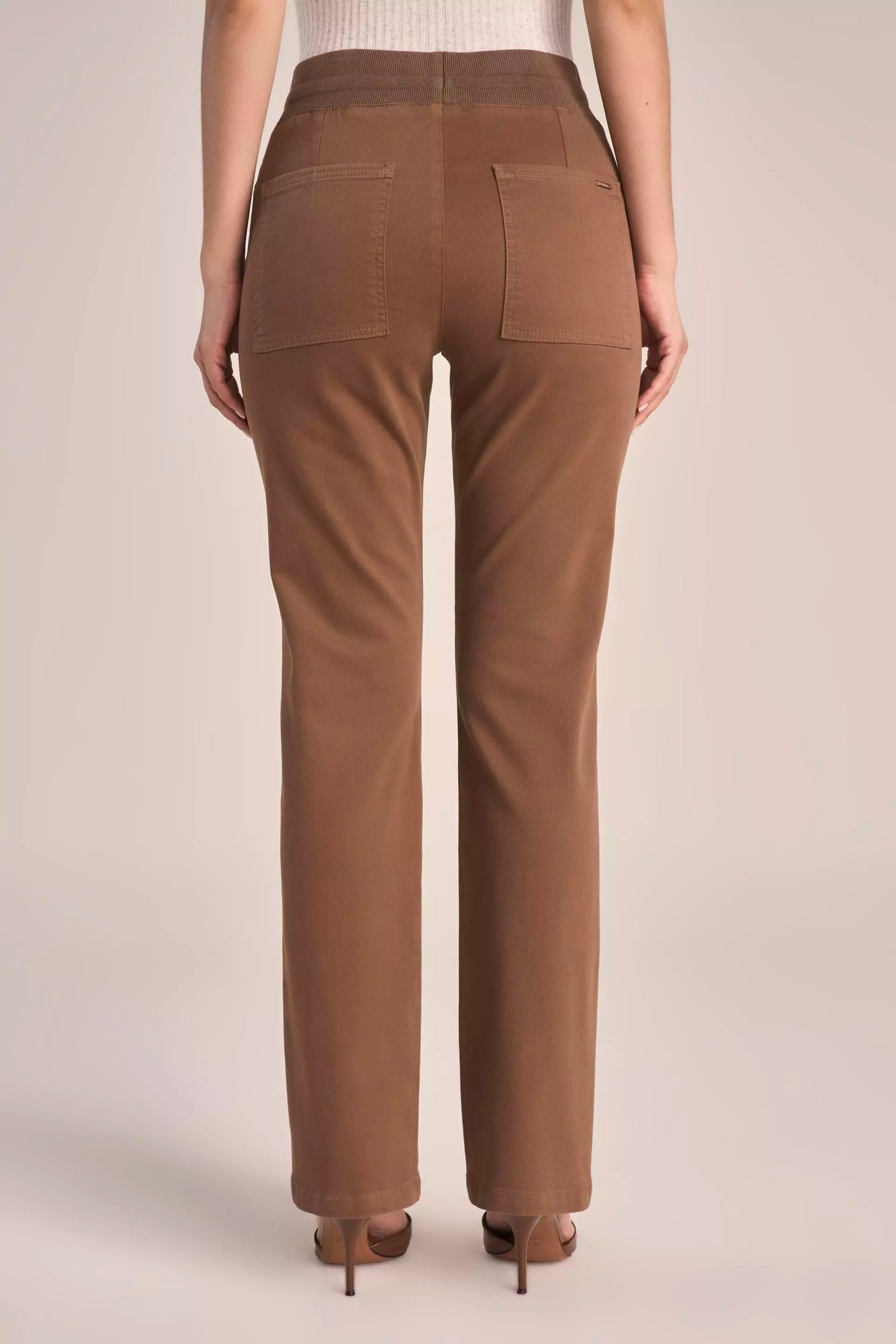 Calça Malha Color Reta Comfort Cintura Intermediária Cós Tricot