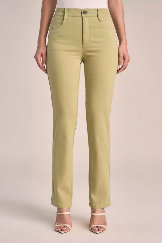 Calça Malha Color Reta Cintura Intermediária Cós de Elástico