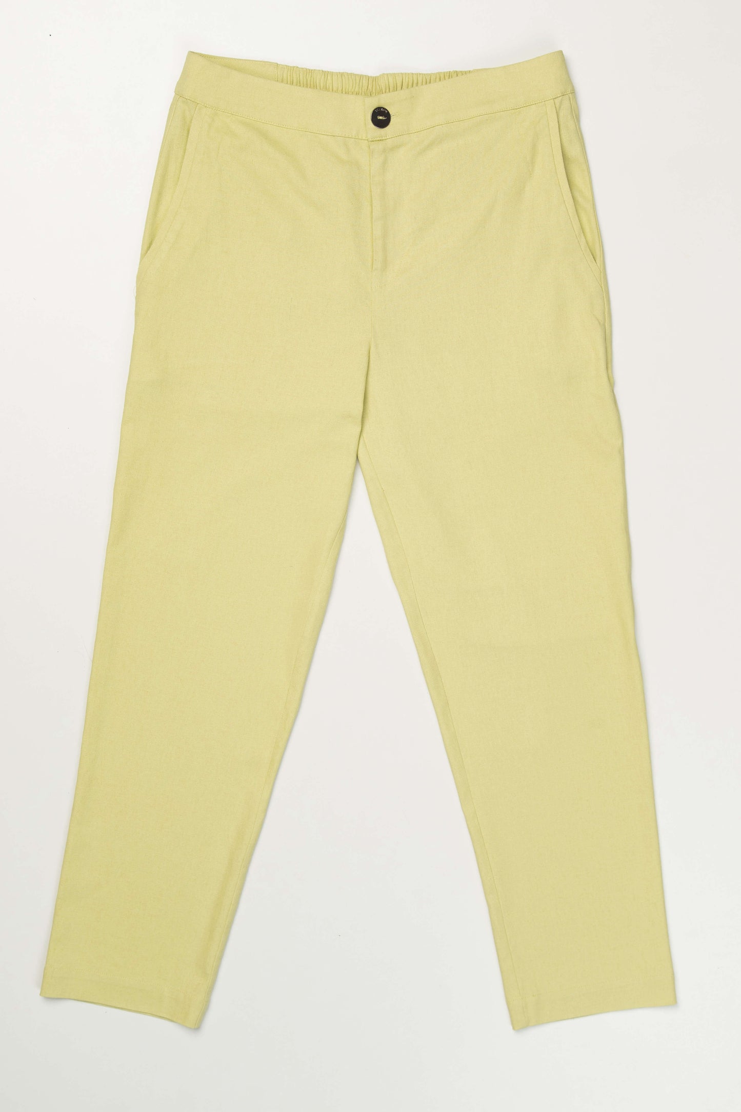 calça linho pant cropped com bolso faca