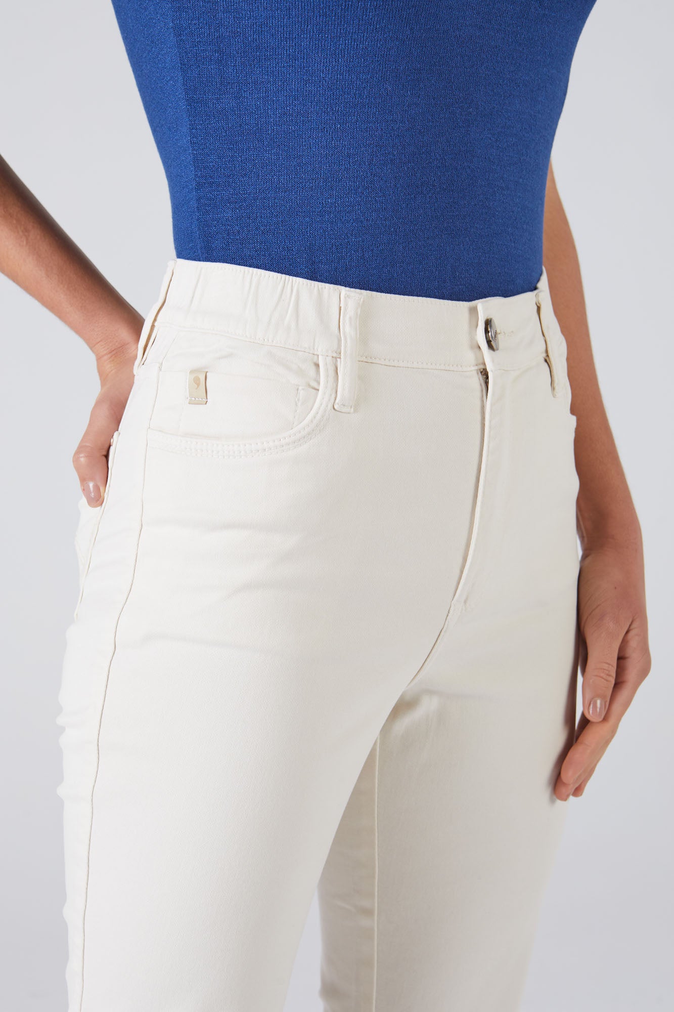 calça malha color cropped cintura intermediária com elástico