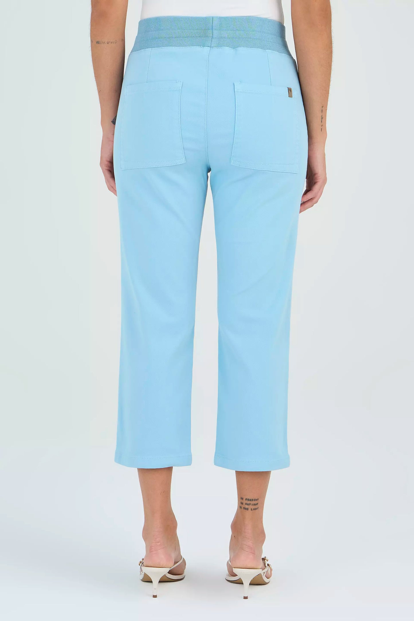 calça malha color cropped comfort cintura intermediária cós tricot