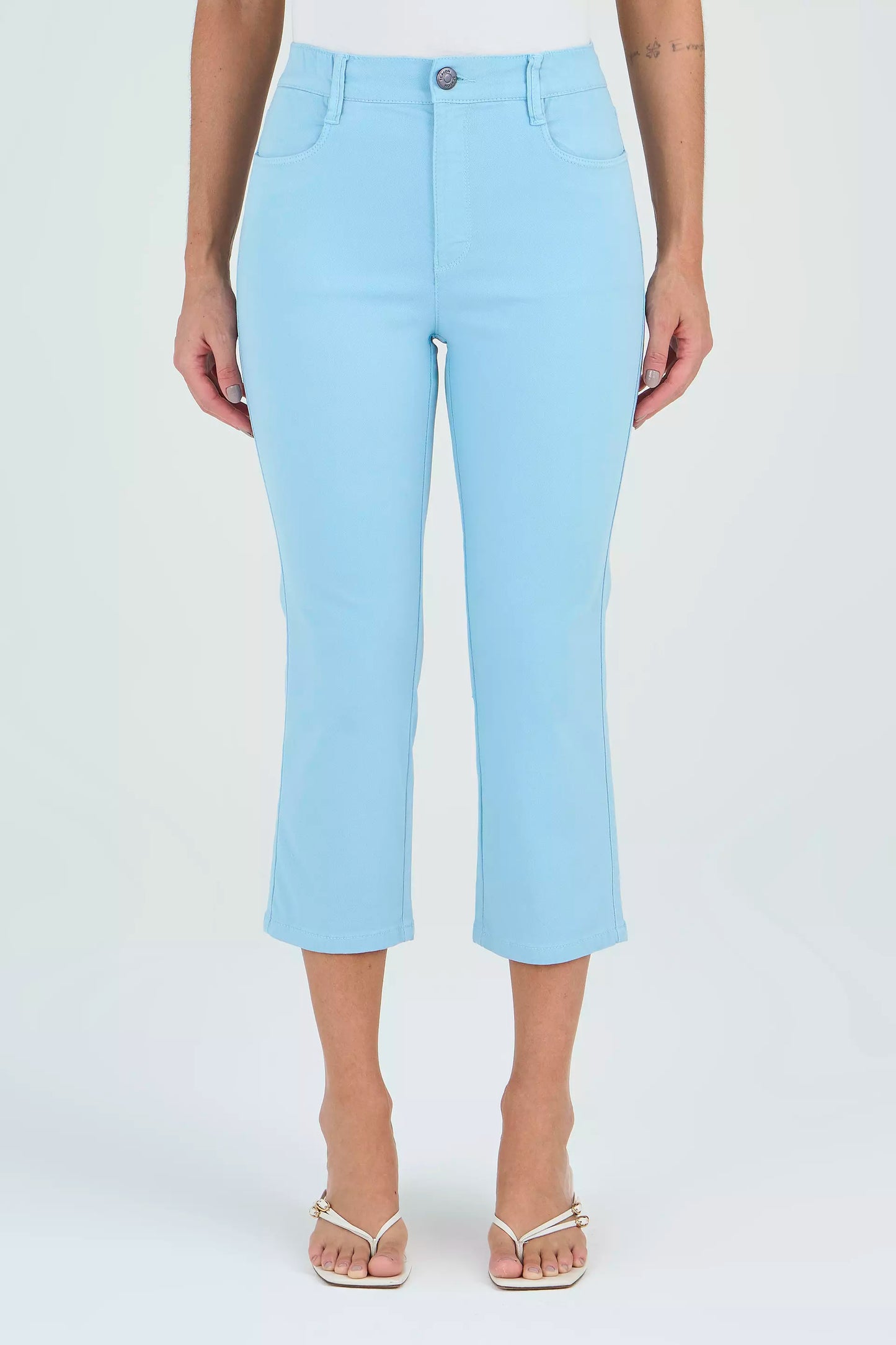 calça malha color cropped cintura intermediária comelástico