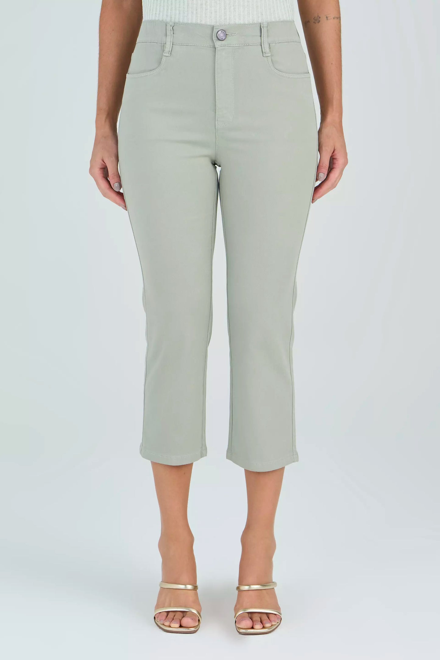 calça malha color cropped cintura intermediária comelástico