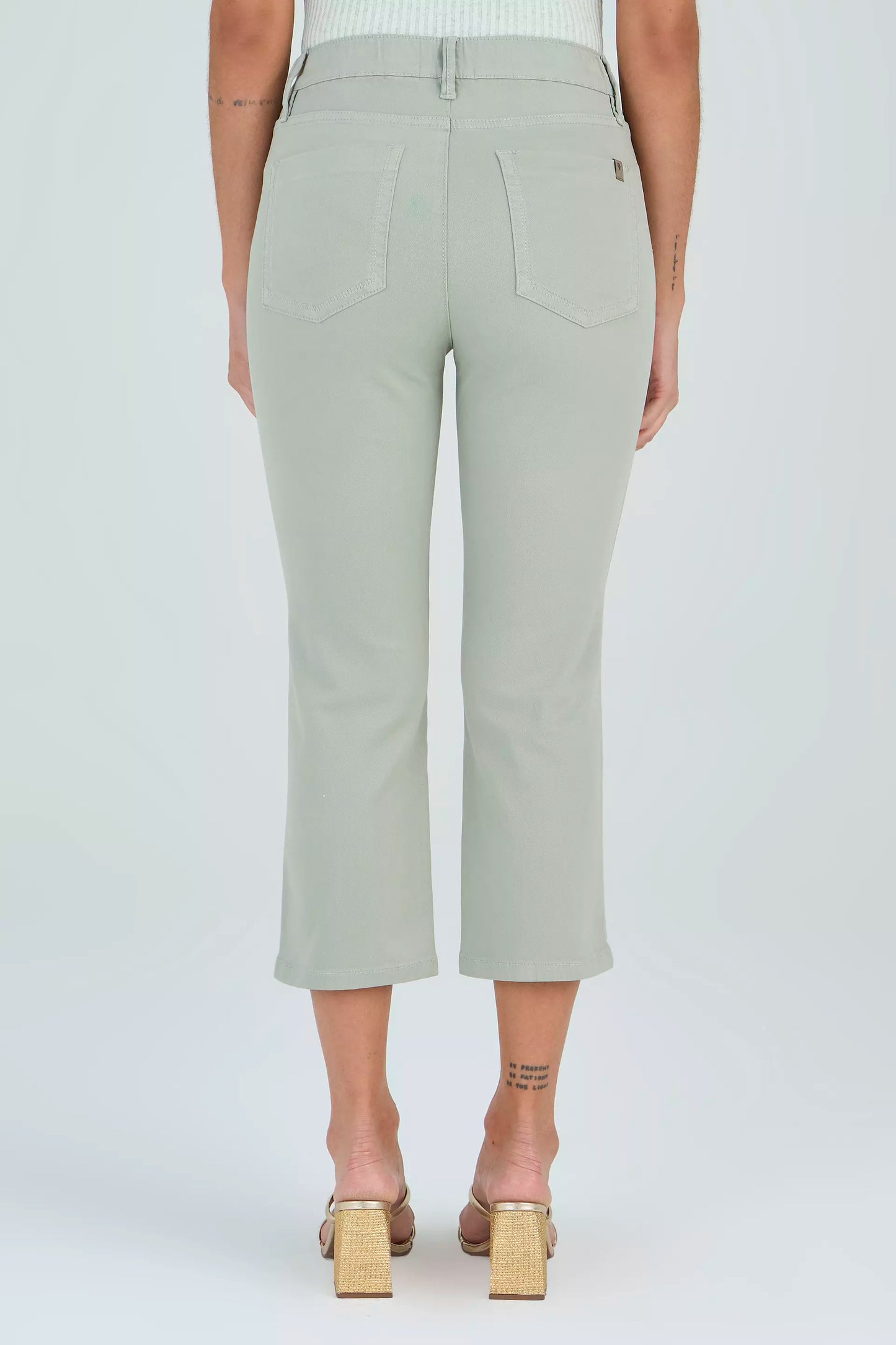 calça malha color cropped cintura intermediária comelástico