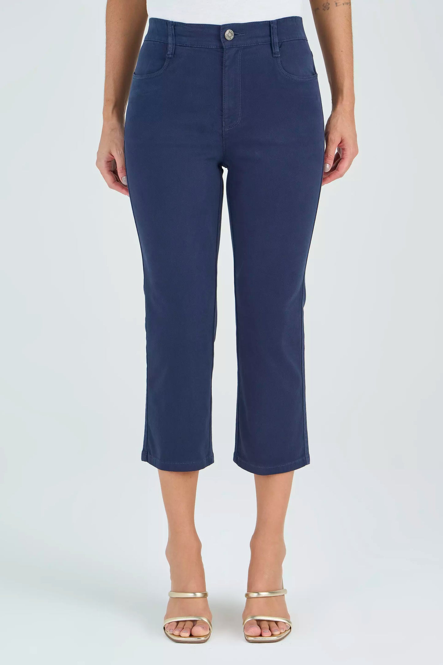 calça malha color cropped cintura intermediária comelástico