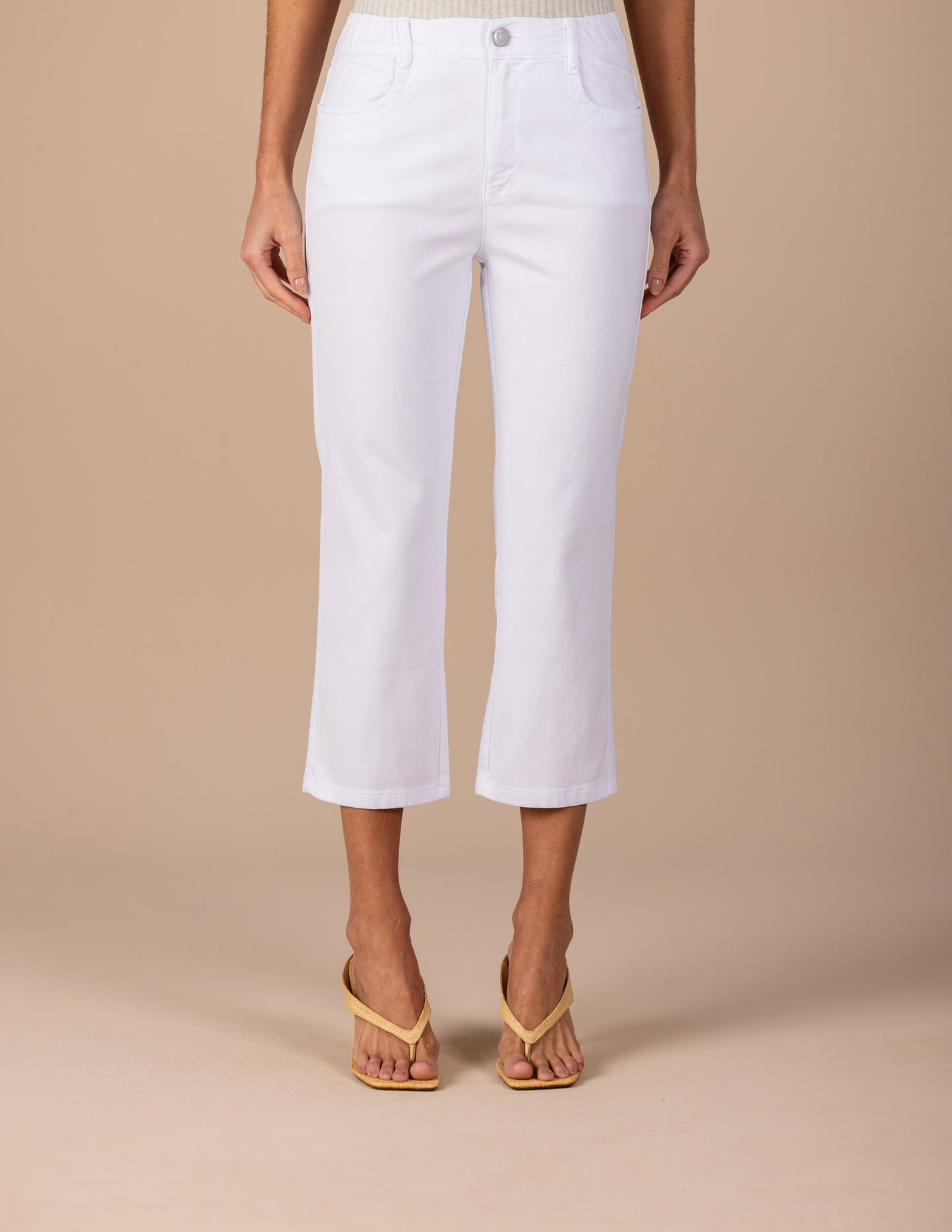 calça malha color cropped cintura intermediária com elástico