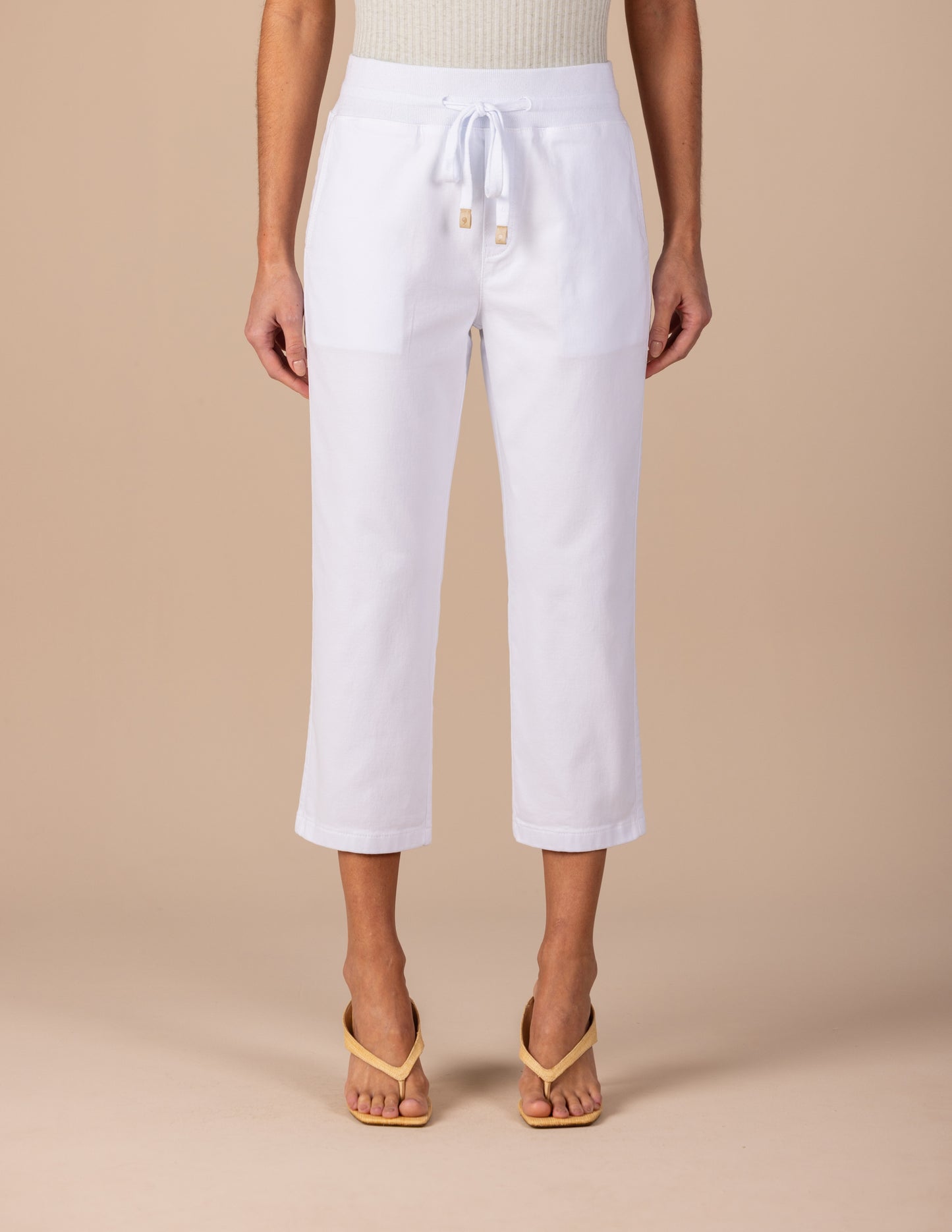 calça malha color cropped comfort cintura intermediária cós de tricot