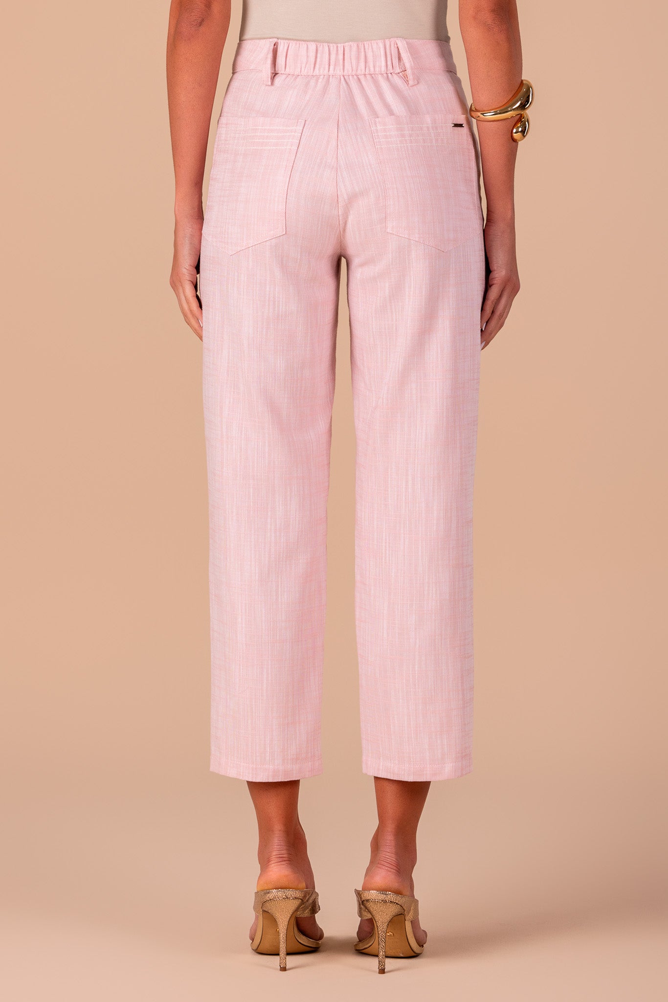 calça algodão pantcropped cintura intermediária cós de elástico