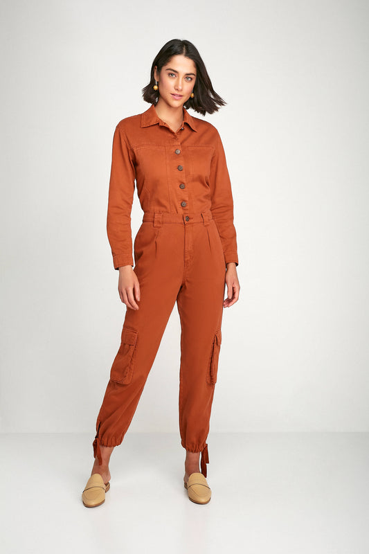 calça sarja pantcropped cintura alta com cadarço