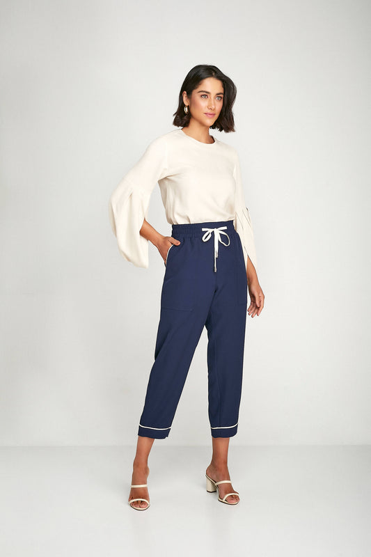 calça alfaiataria pantcropped cintura alta de elástico