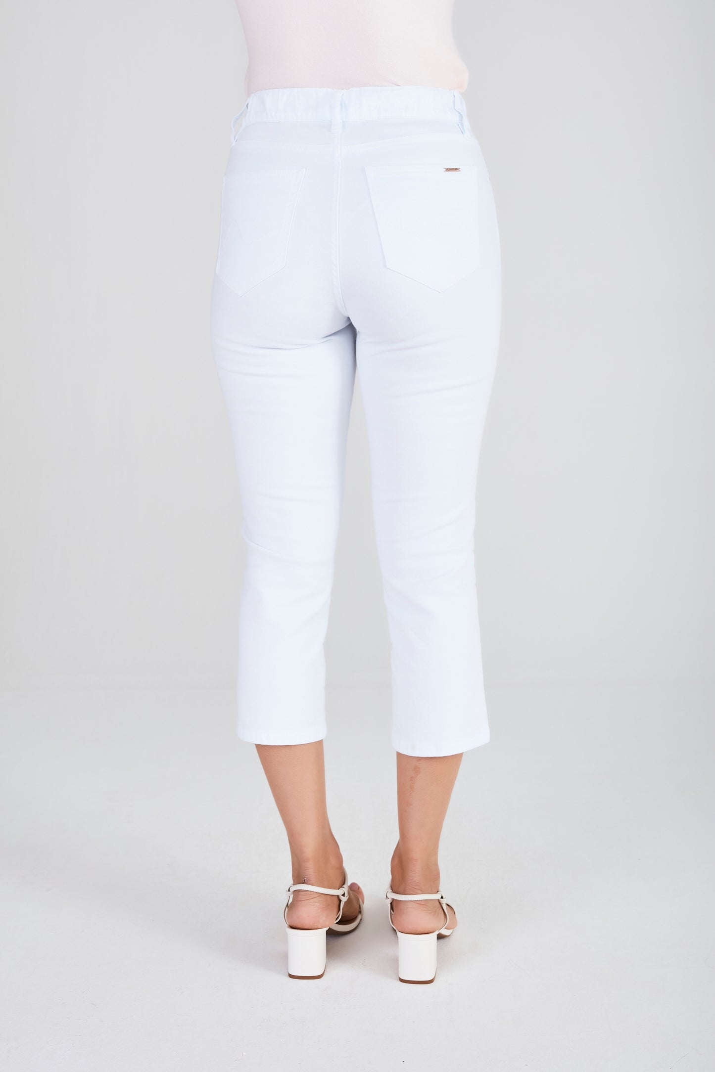 calça malha color cropped cintura intermediária com elástico