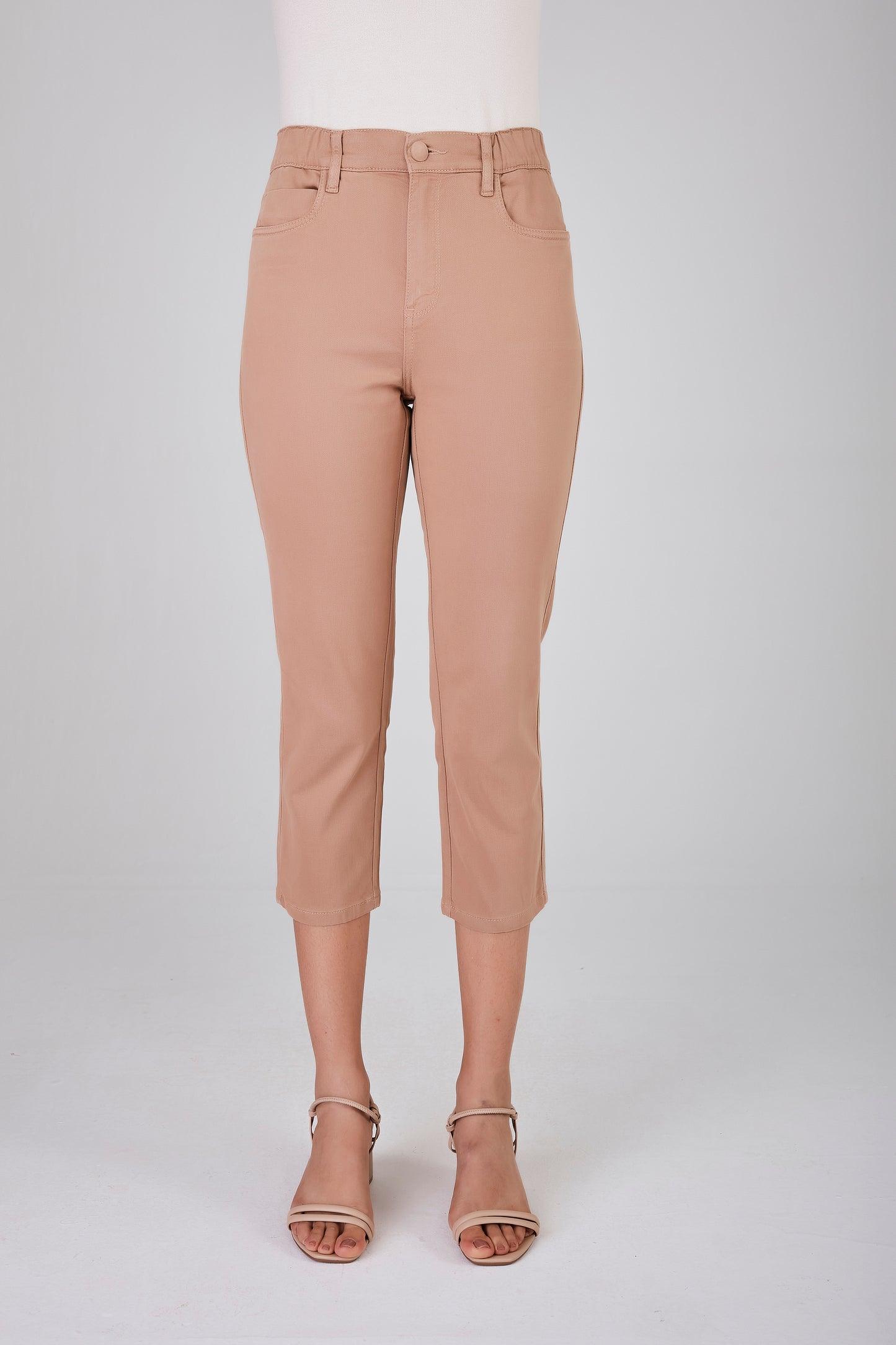 calça malha color cropped cintura intermediária com elástico
