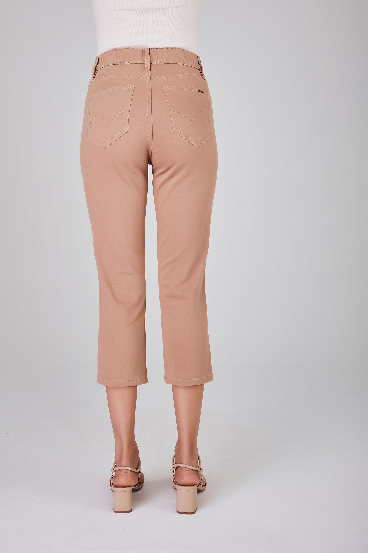 calça malha color cropped cintura intermediária com elástico