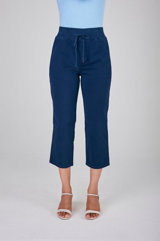 calça malha color cropped comfort cintura intermediária cós tricot