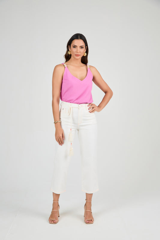 calça malha color pantcropped cintura intermediária com cinto