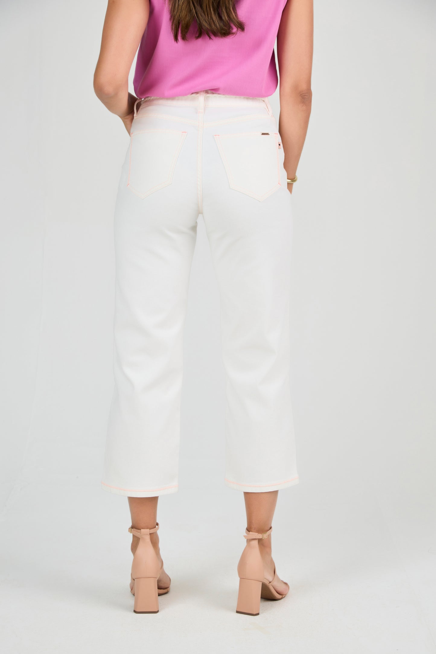 calça malha color pantcropped cintura intermediária com cinto