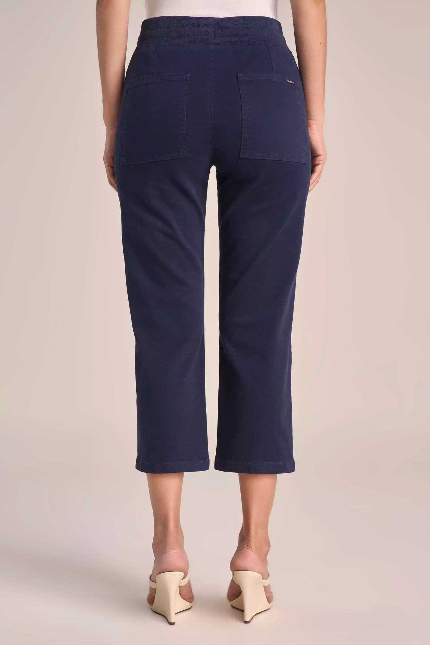 Calça Malha Color Cropped Comfort Cintura Intermediária Cós de Tricot