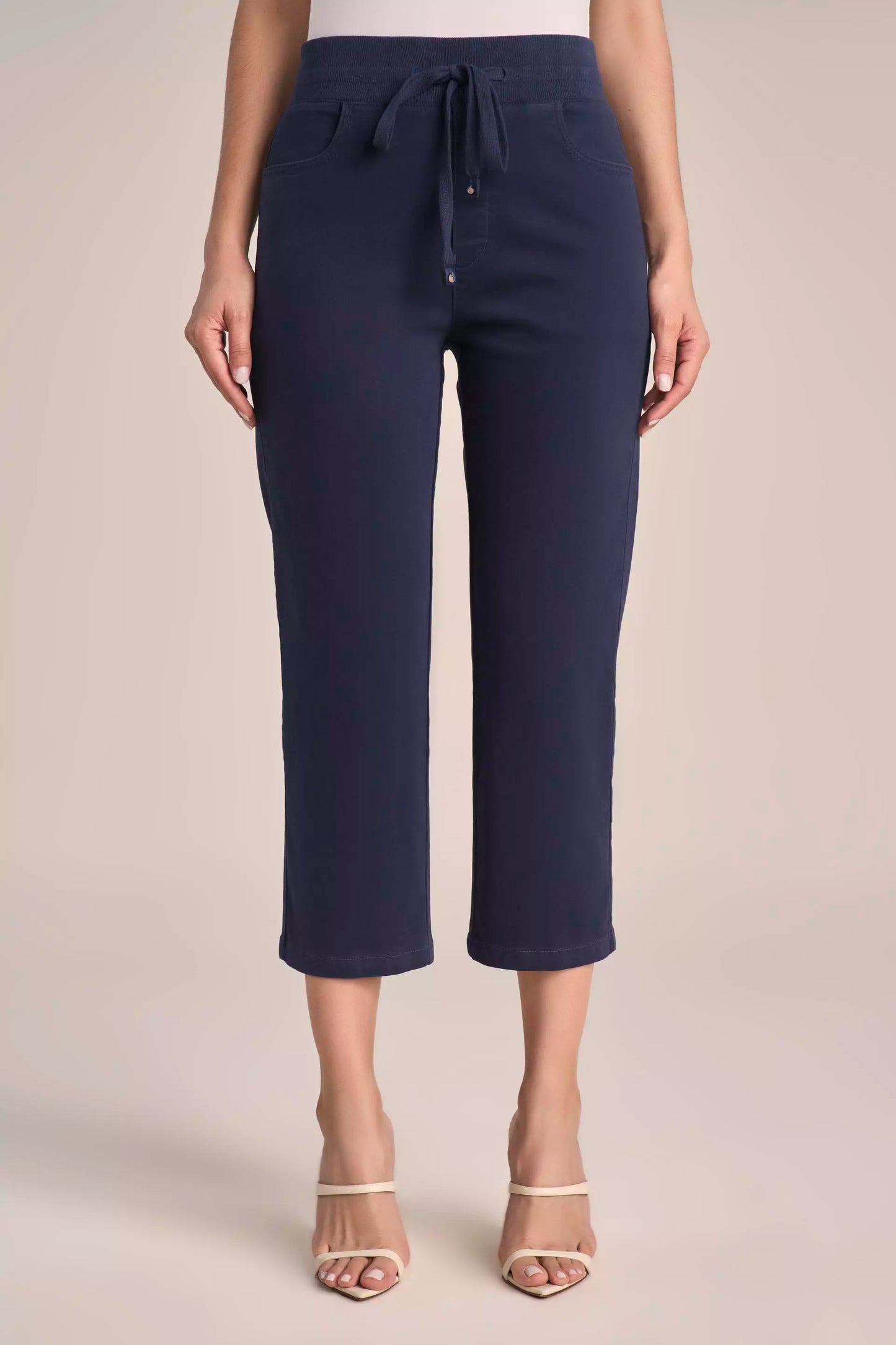 Calça Malha Color Cropped Comfort Cintura Intermediária Cós de Tricot