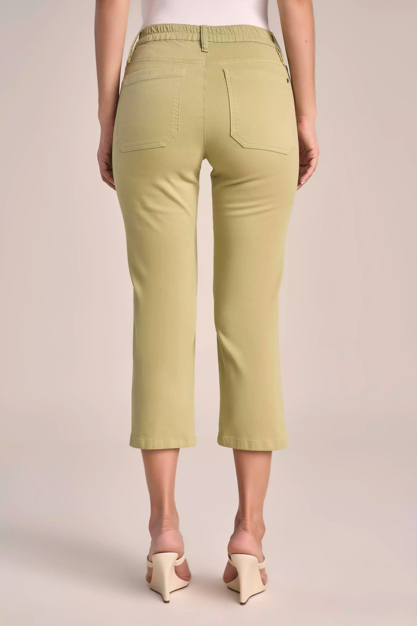 Calça Malha Color Cropped Cintura Intermediária Cós de Elástico