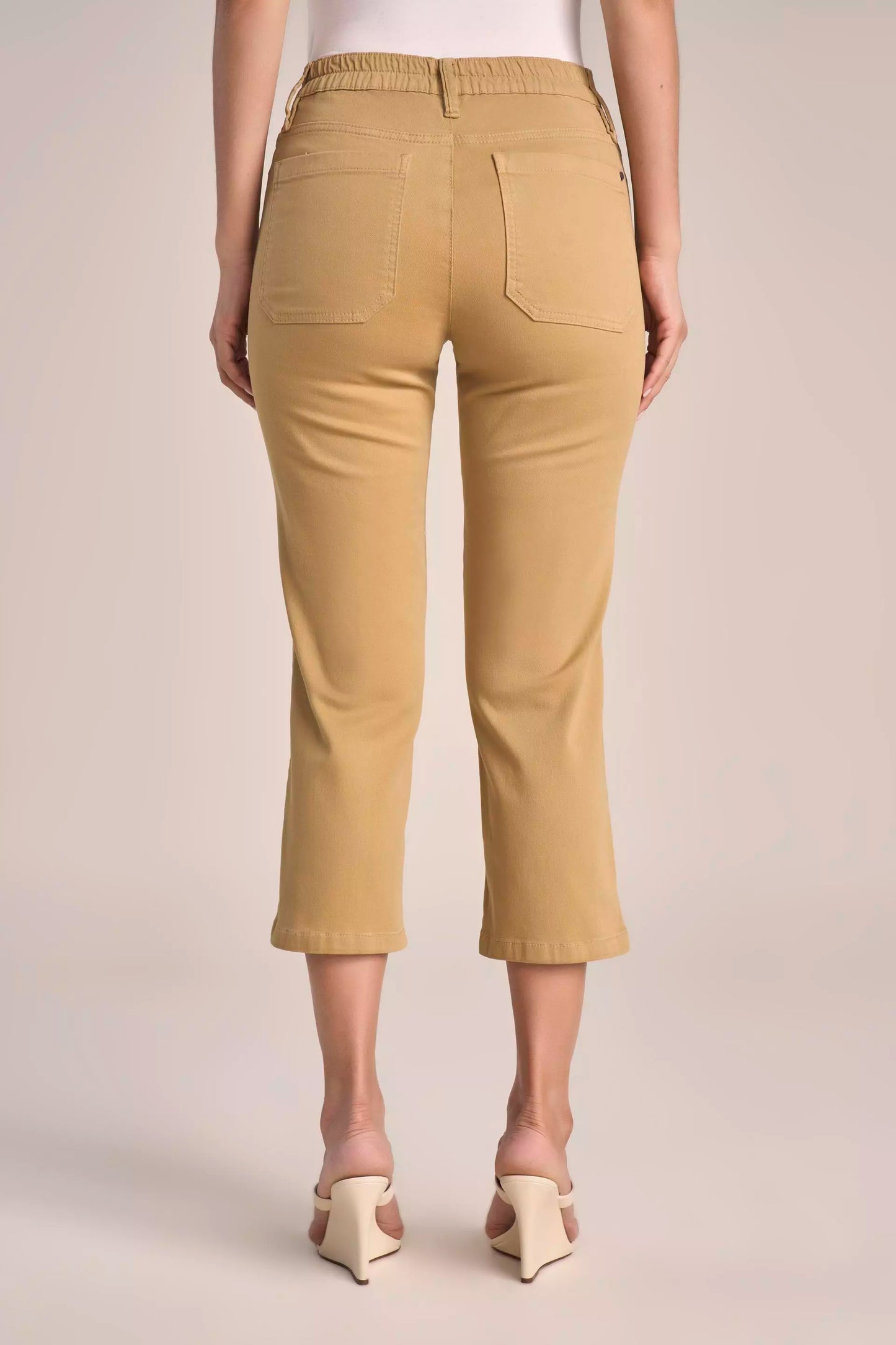 Calça Malha Color Cropped Cintura Intermediária Cós de Elástico