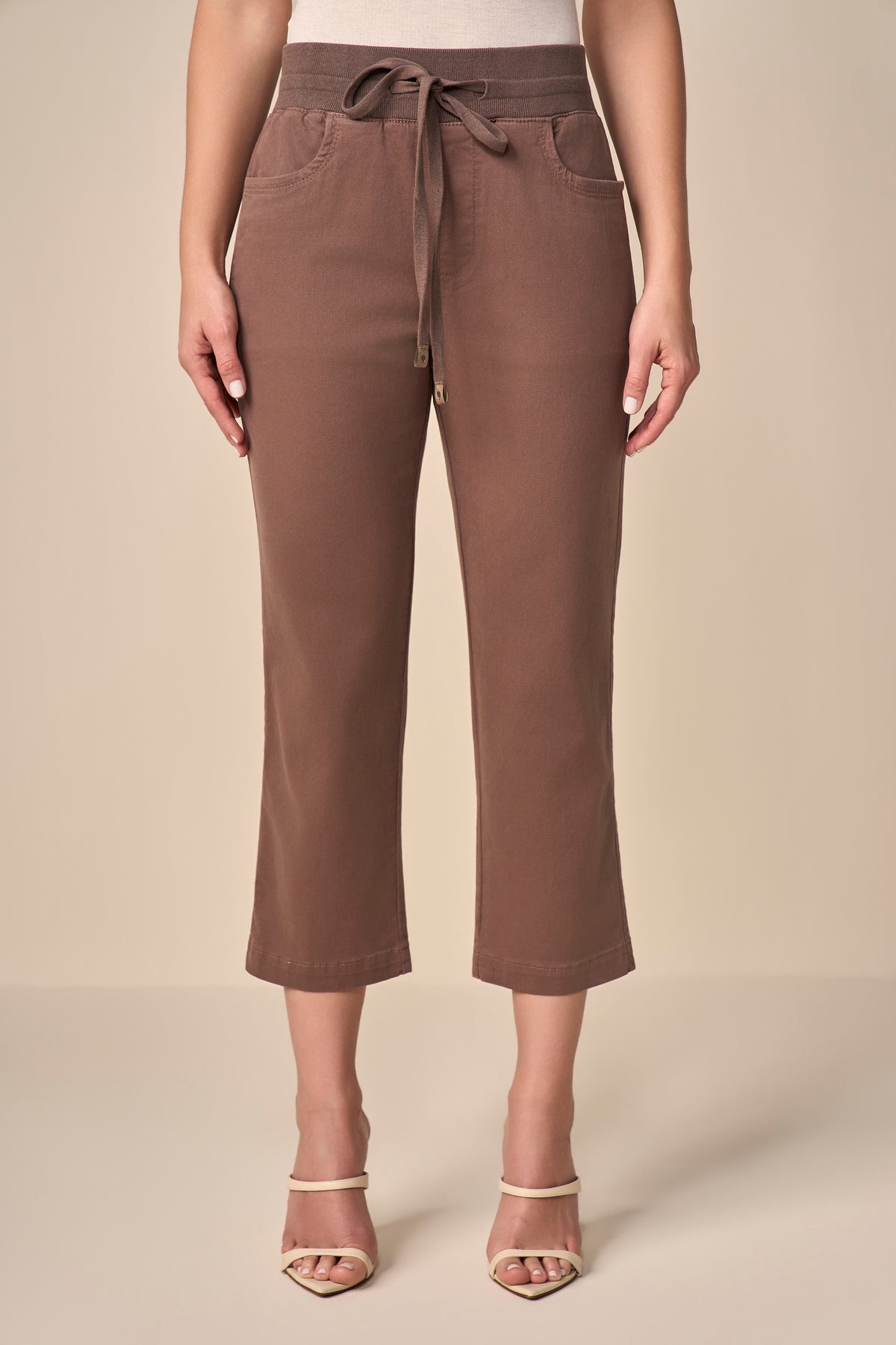 calça malha color cropped comfort cintura intermediária cós tricot