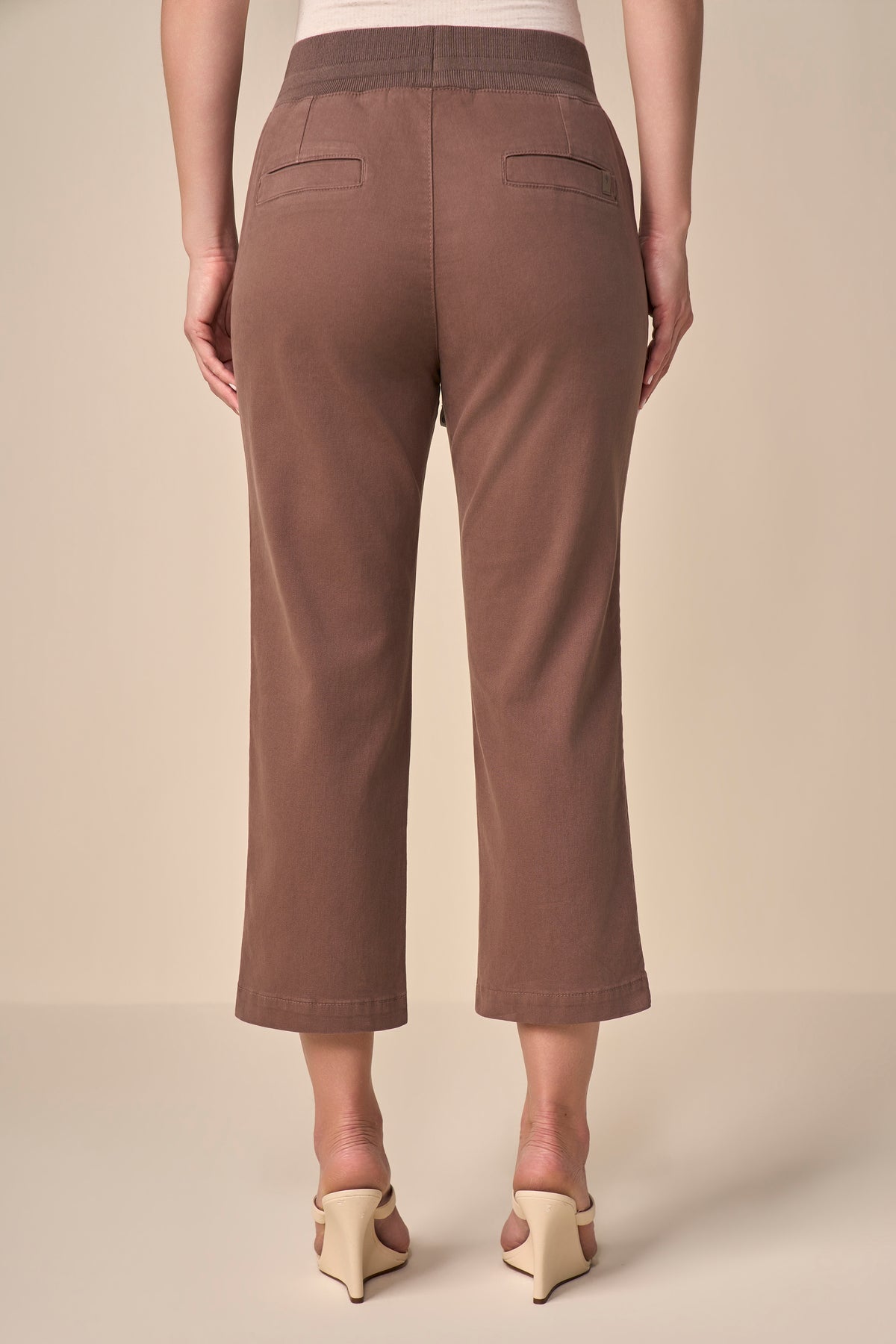 calça malha color cropped comfort cintura intermediária cós tricot