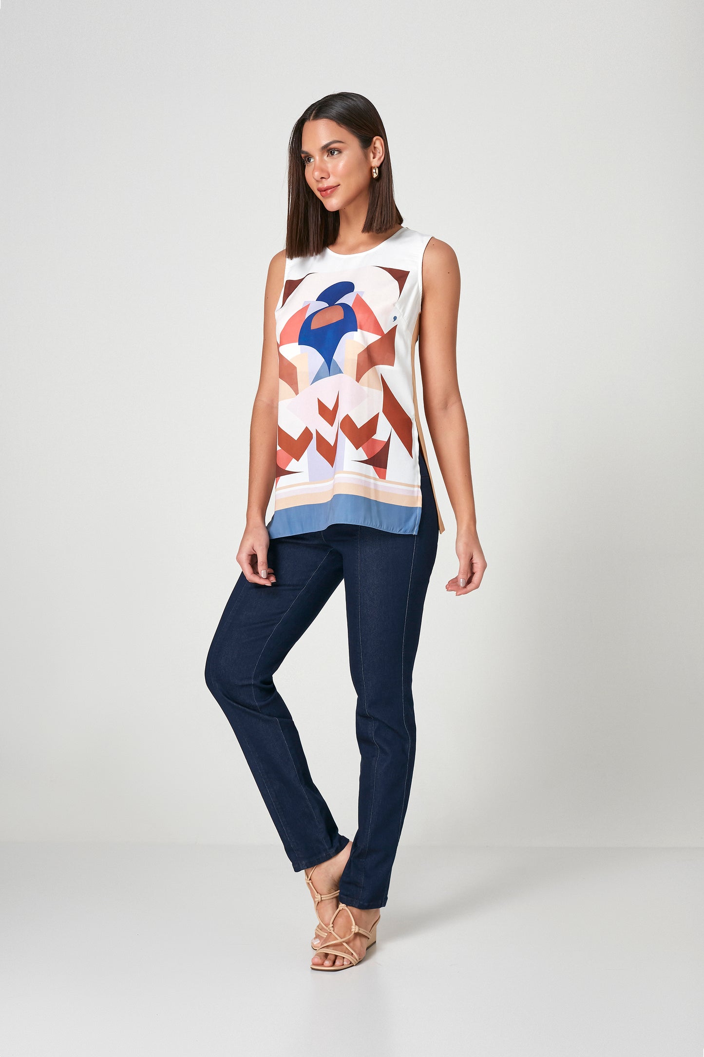 calça jeans skinny cós tricot duplo