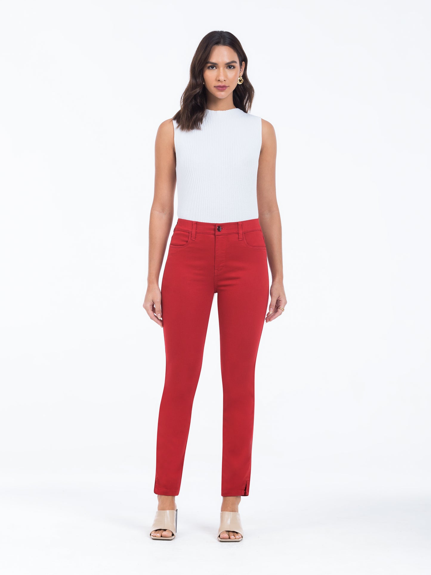 calça malha color skinny cós elástico