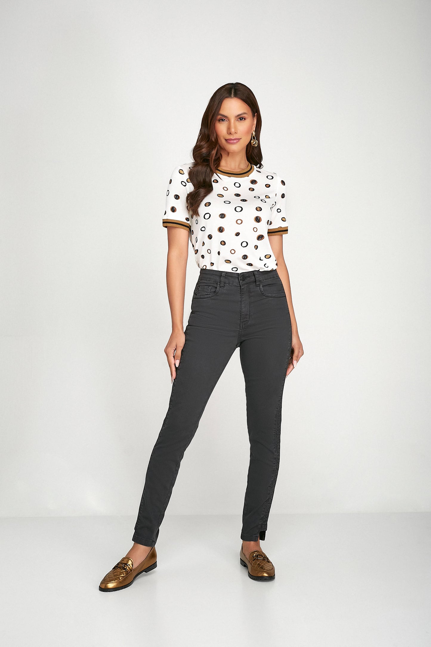 calça sarja skinny cintura intermediária vintage