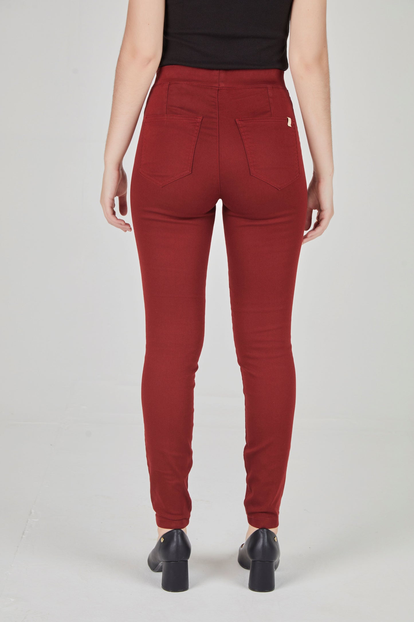 calça sarja color jegging cintura intermediária básica
