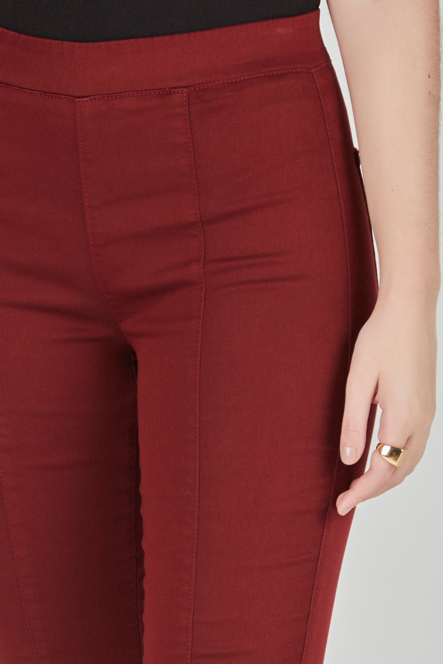 calça sarja color jegging cintura intermediária básica