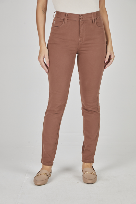 calça malha color skinny cintura intermediária com elástico