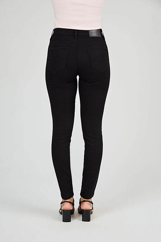 calça sarja color skinny cintura intermediária básica