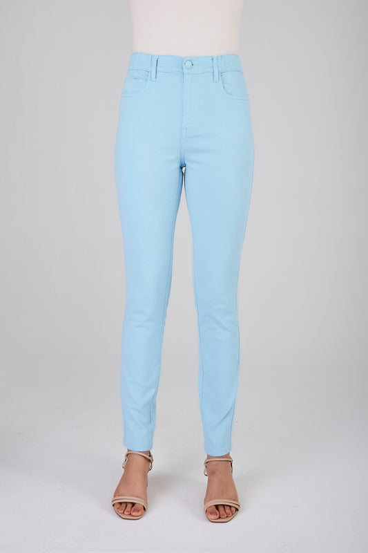 calça malha color skinny cintura intermediária com elástico