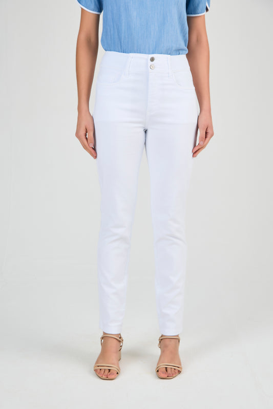calça malha color skinny cintura intermediária cós de tricot