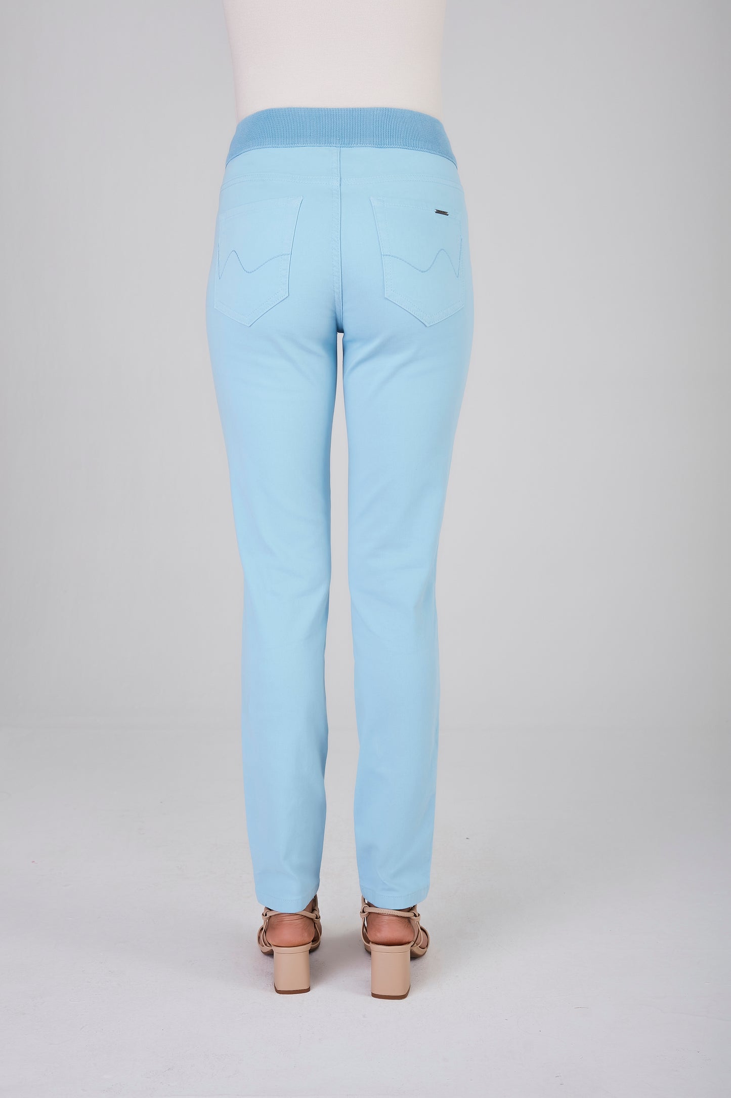 calça malha color skinny cintura intermediária cós de tricot