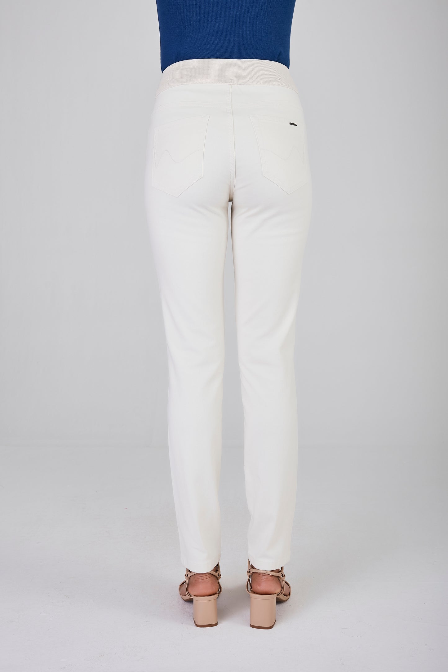 calça malha color skinny cintura intermediária cós de tricot