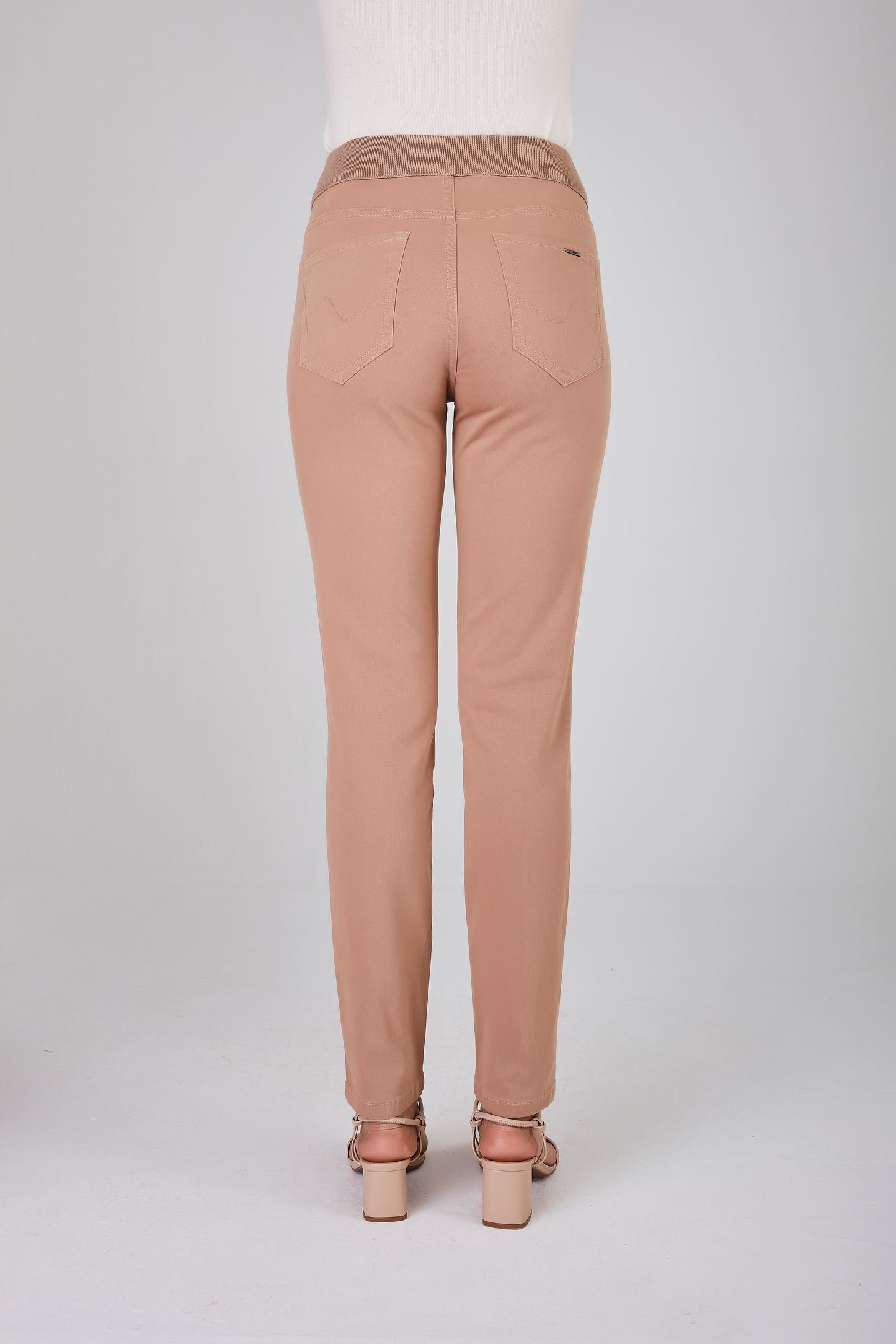 calça malha color skinny cintura intermediária cós de tricot