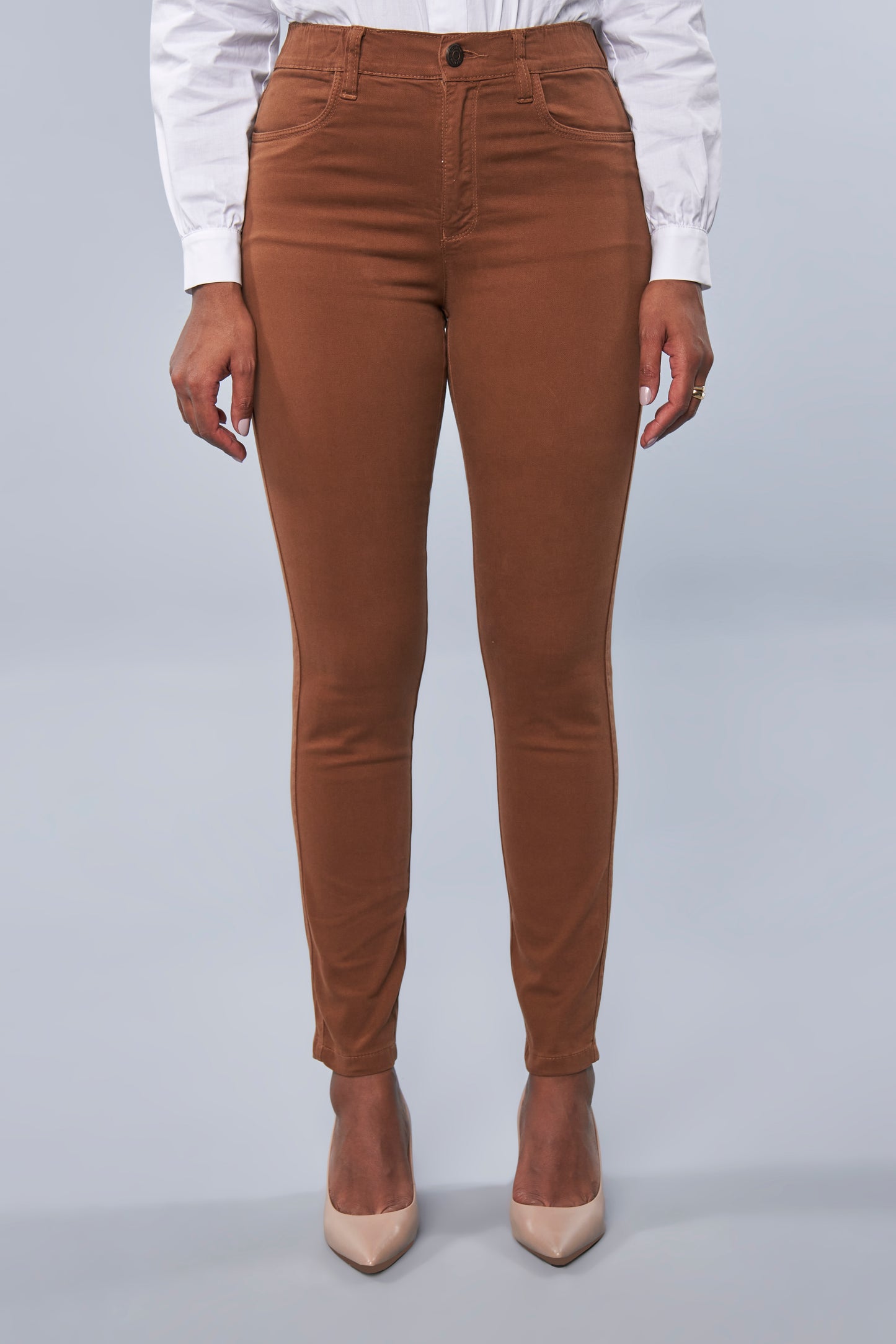 calça malha color skinny cintura intermediária com elástico